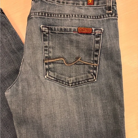 7 For All Mankind Vintage Carol Low Waist Straight Leg Blue Jeans Size 30 - Picture 8 of 9